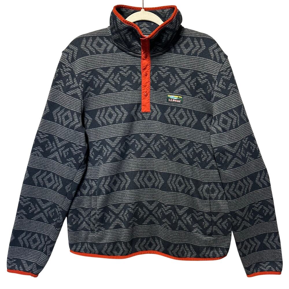 L.L. Bean Men’s Fleece Pullover Grey Pattern Size Large